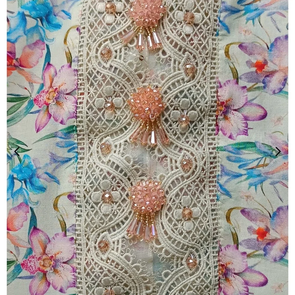 Floral Embroidered Dress with Pink Accents - Picture 5 of 5